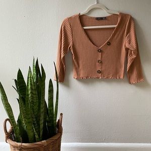 Boohoo Mid Lettuce Edge Sleeve Crop and Skirt Set